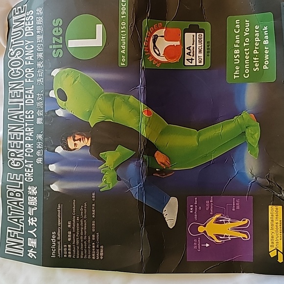 Inflatable Green Alien Costume Size L - Picture 5 of 5